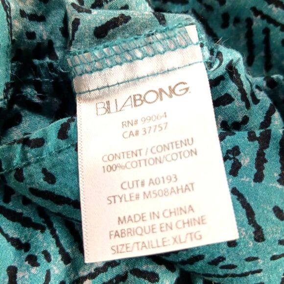 Billabong Casual Button Down Shirt. 100% Lightweight Cotton. Mens XL. Fits small - Picture 4 of 12